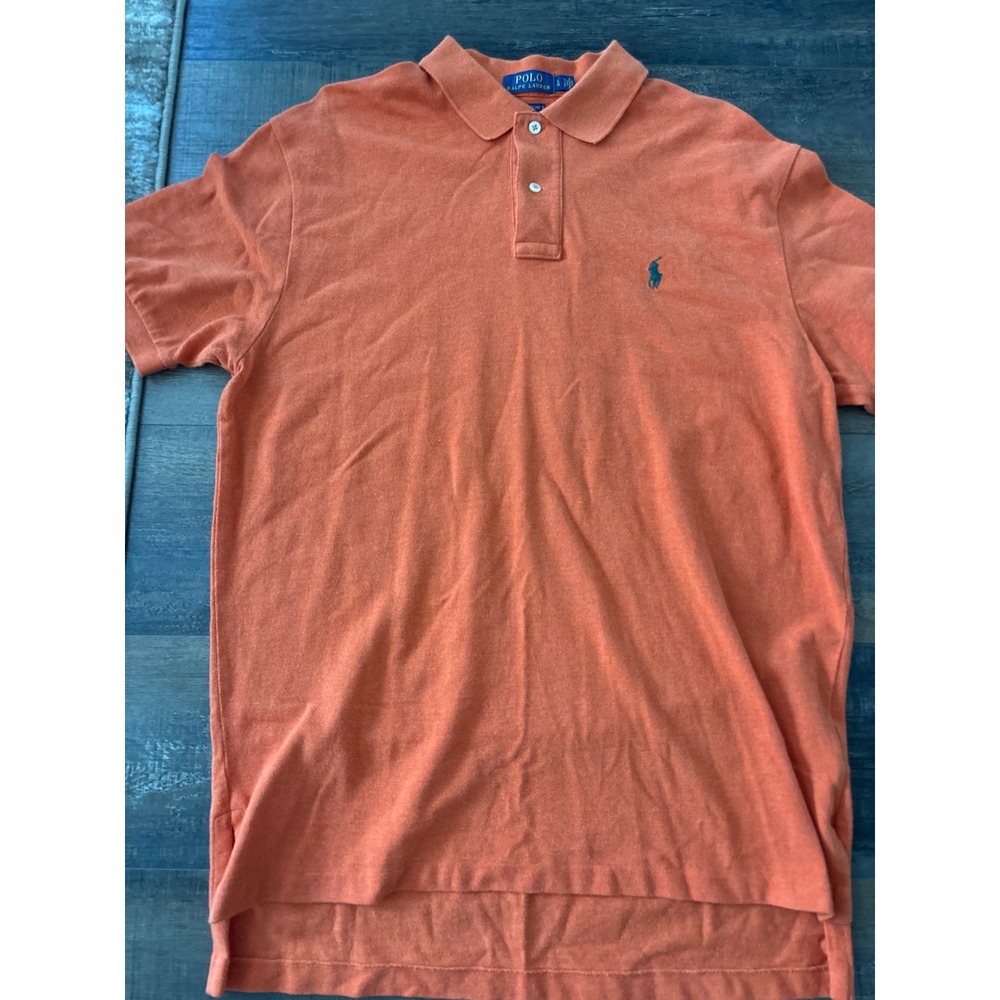 Polo Ralph Lauren Mens Classic Fit Short Sleeve Pique Polo Shirt Orange Large